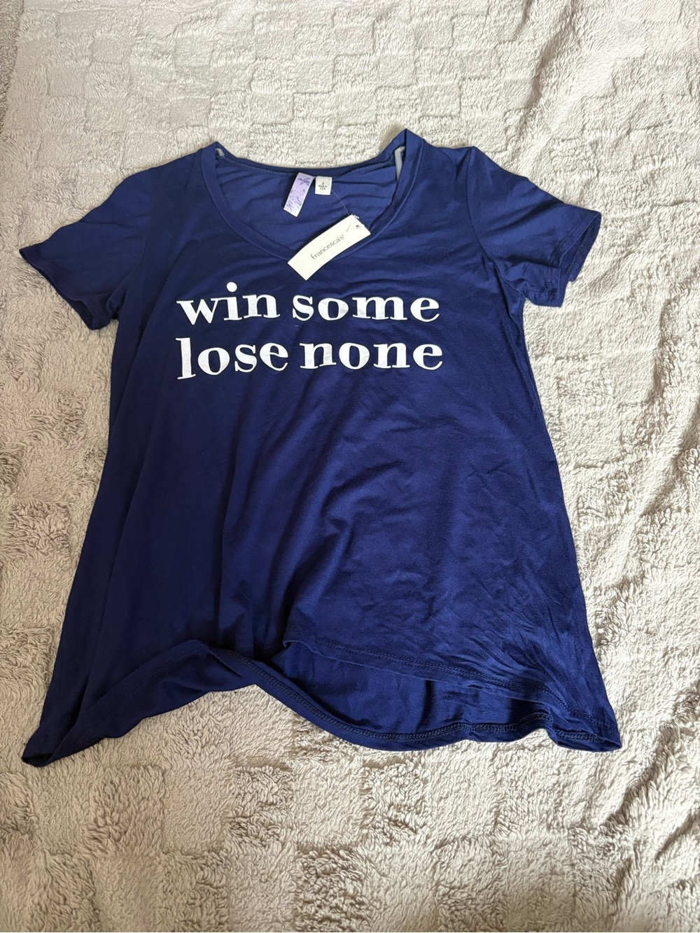 Francesca's Collections Navy Graphic Tee - 'win some lose none'